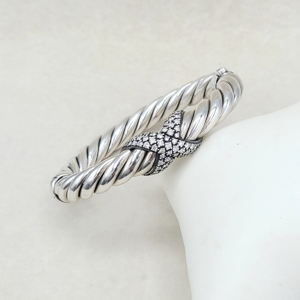 David Yurman Vintage Starlight Diamond X Cable Bracelet